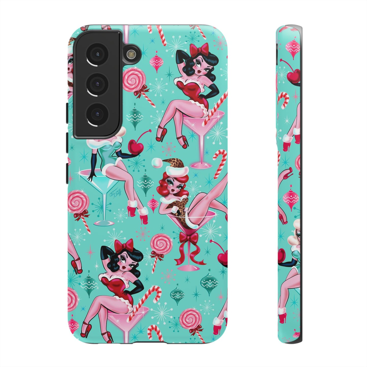 Christmas Candy Martini Pinup Girls • Tough Phone Case