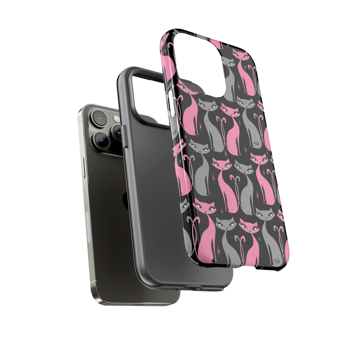 Mod Love Cats on Black • Tough Phone Case