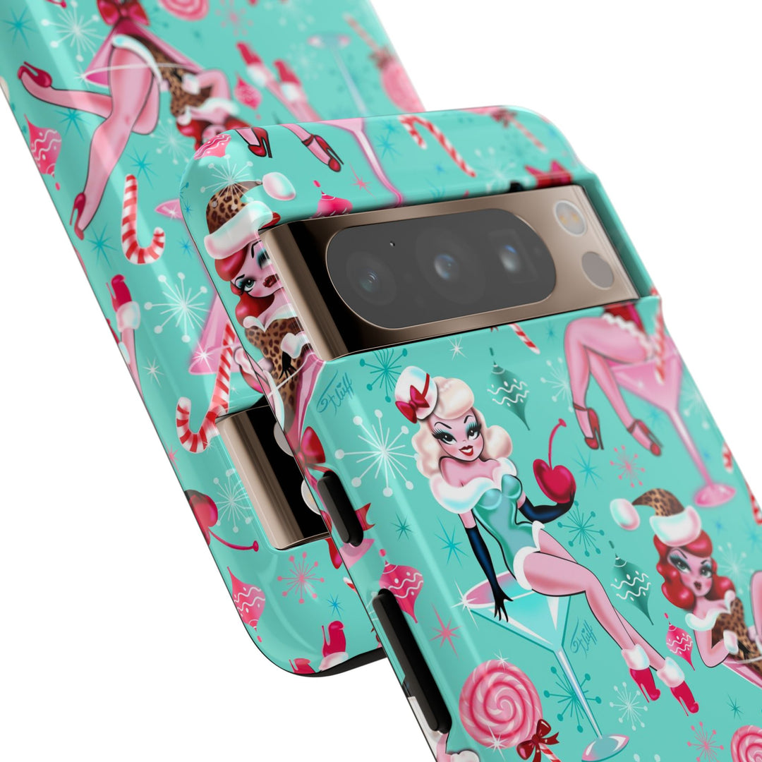 Christmas Candy Martini Pinup Girls • Tough Phone Case