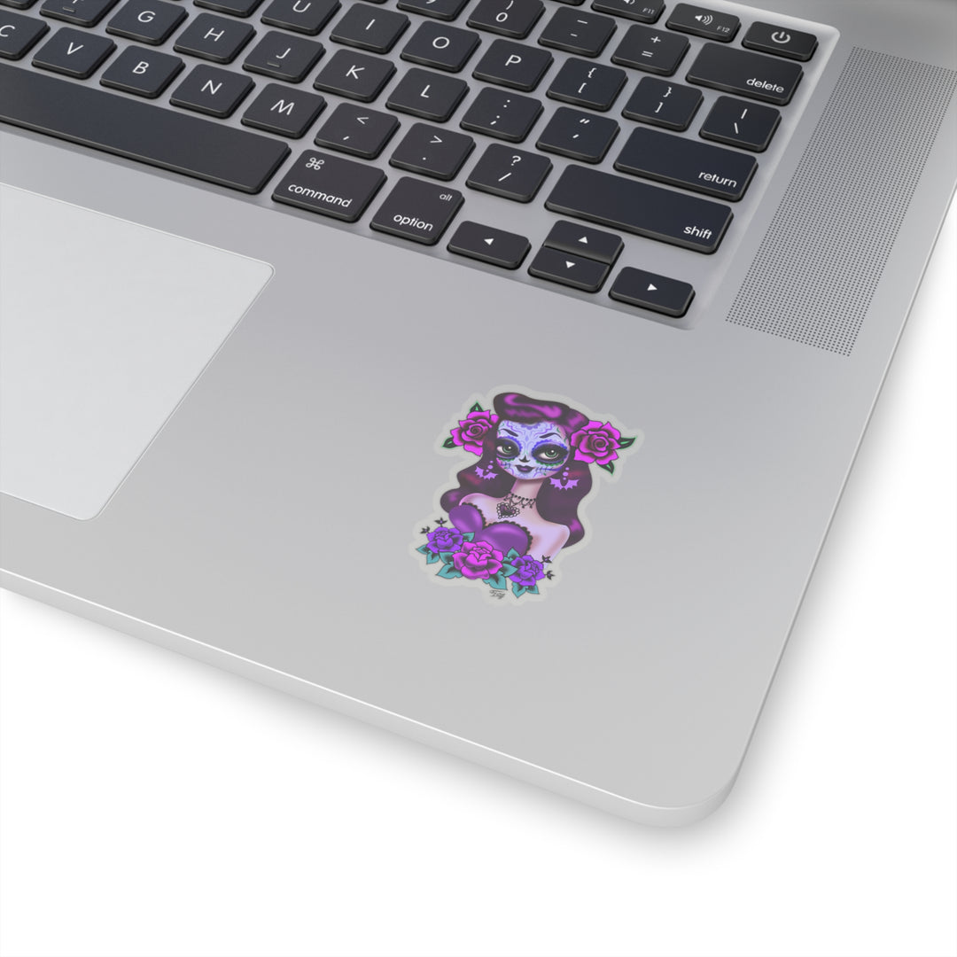 Purple Sugar Skull Girl • Kiss-Cut Sticker