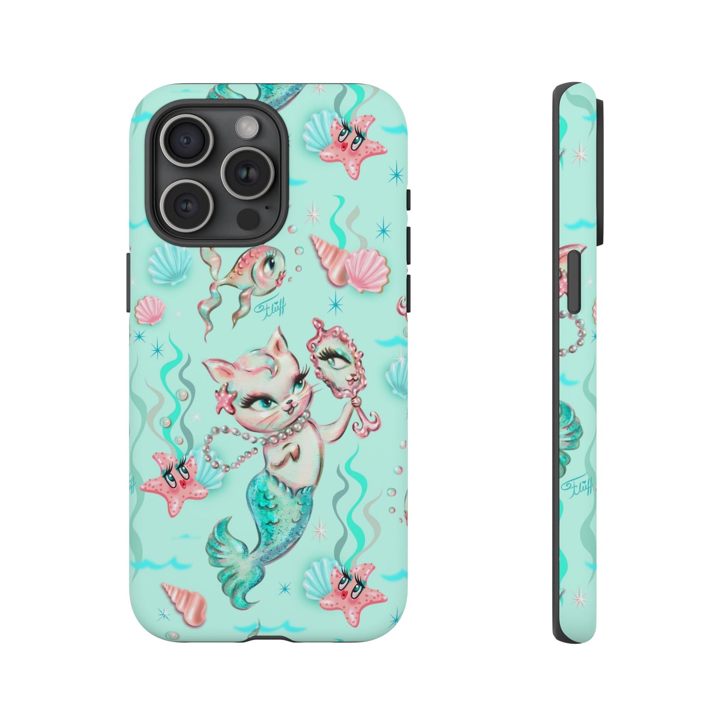 Merkitten with Pearls Aqua • Tough Phone Case