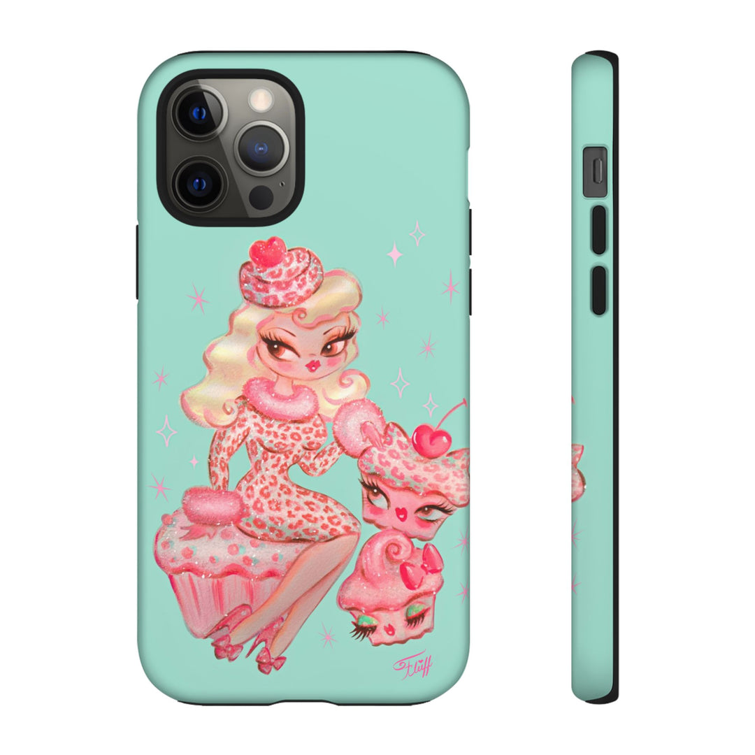 Leopard and Pink Cupcake Girl • Tough Phone Case