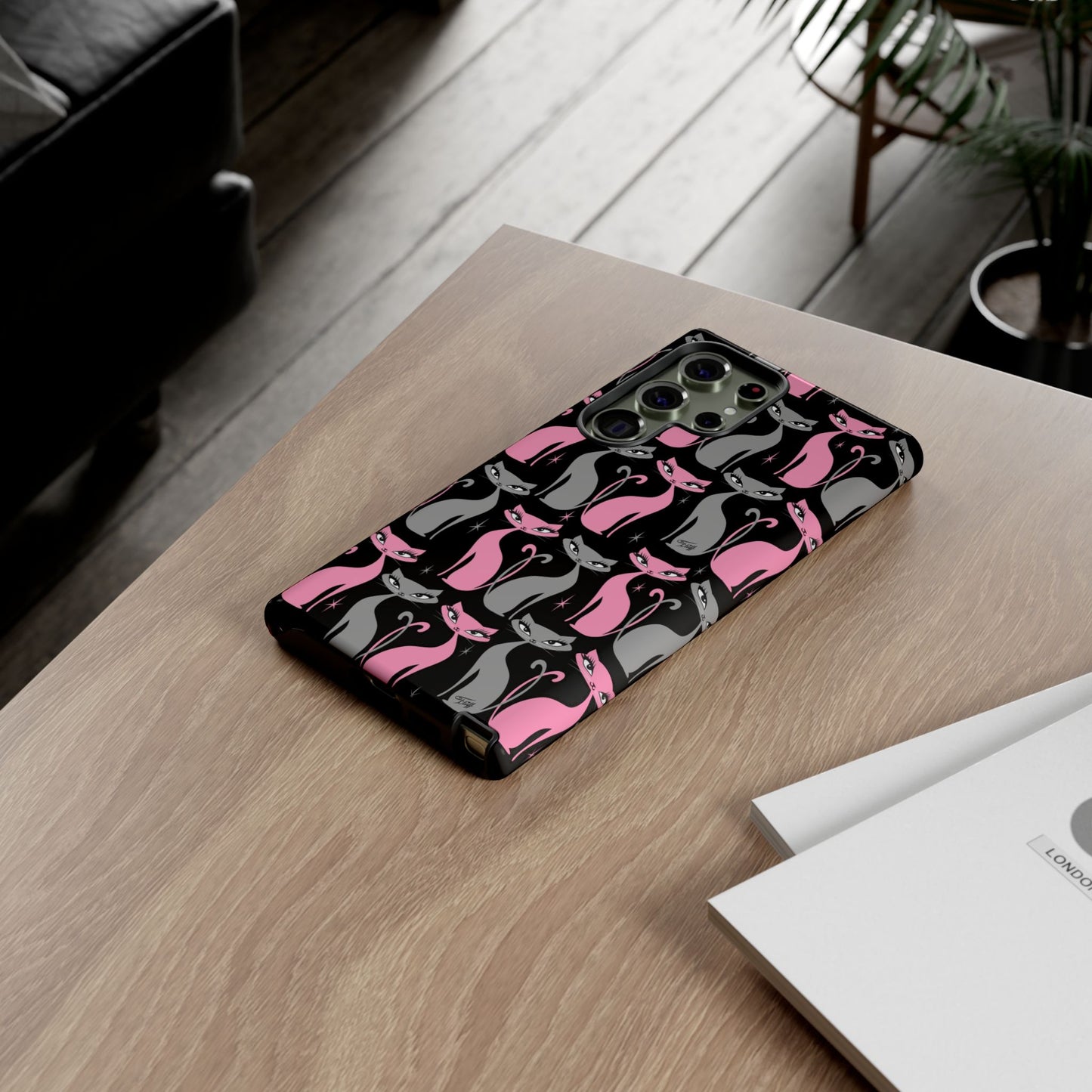 Mod Love Cats on Black • Tough Phone Case