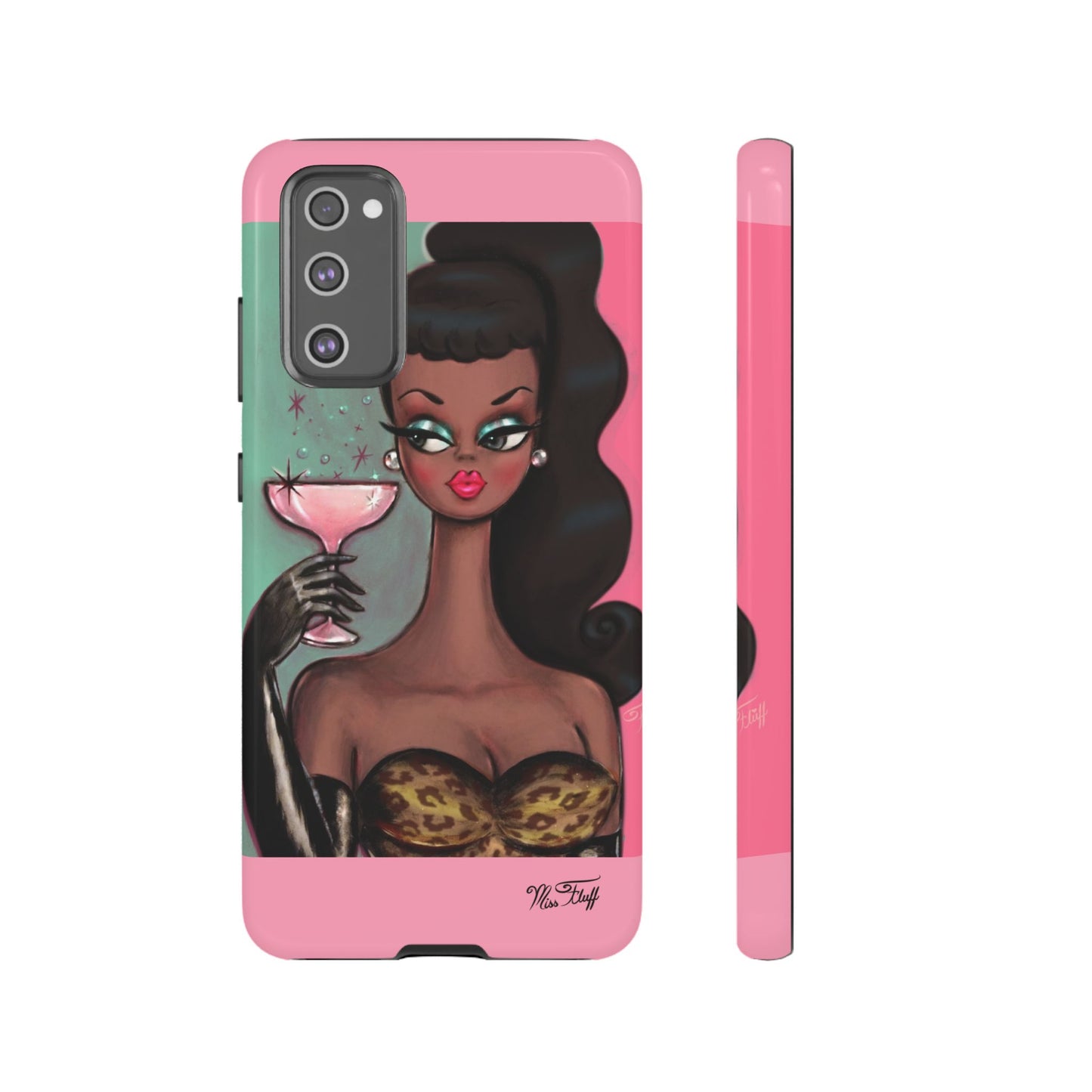 Brunette with Pink Champagne • Tough Phone Case