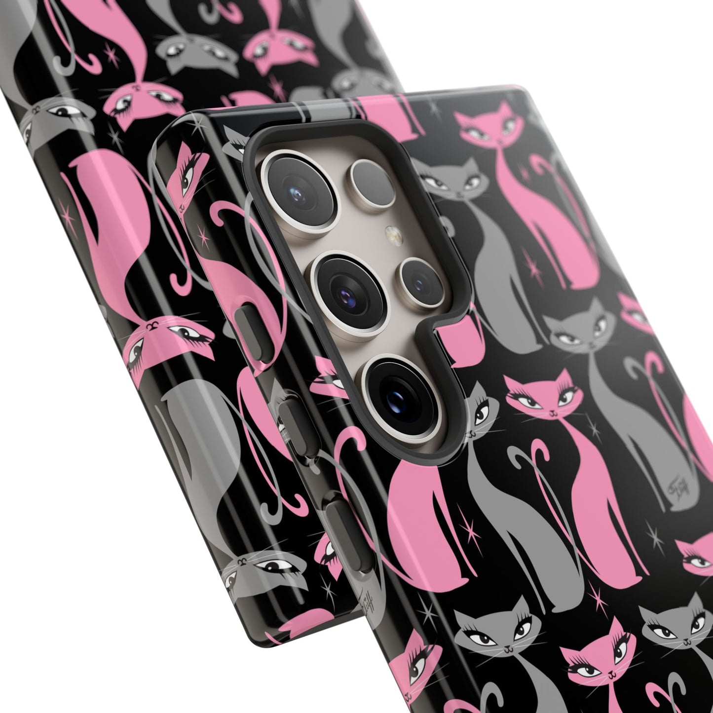 Mod Love Cats on Black • Tough Phone Case