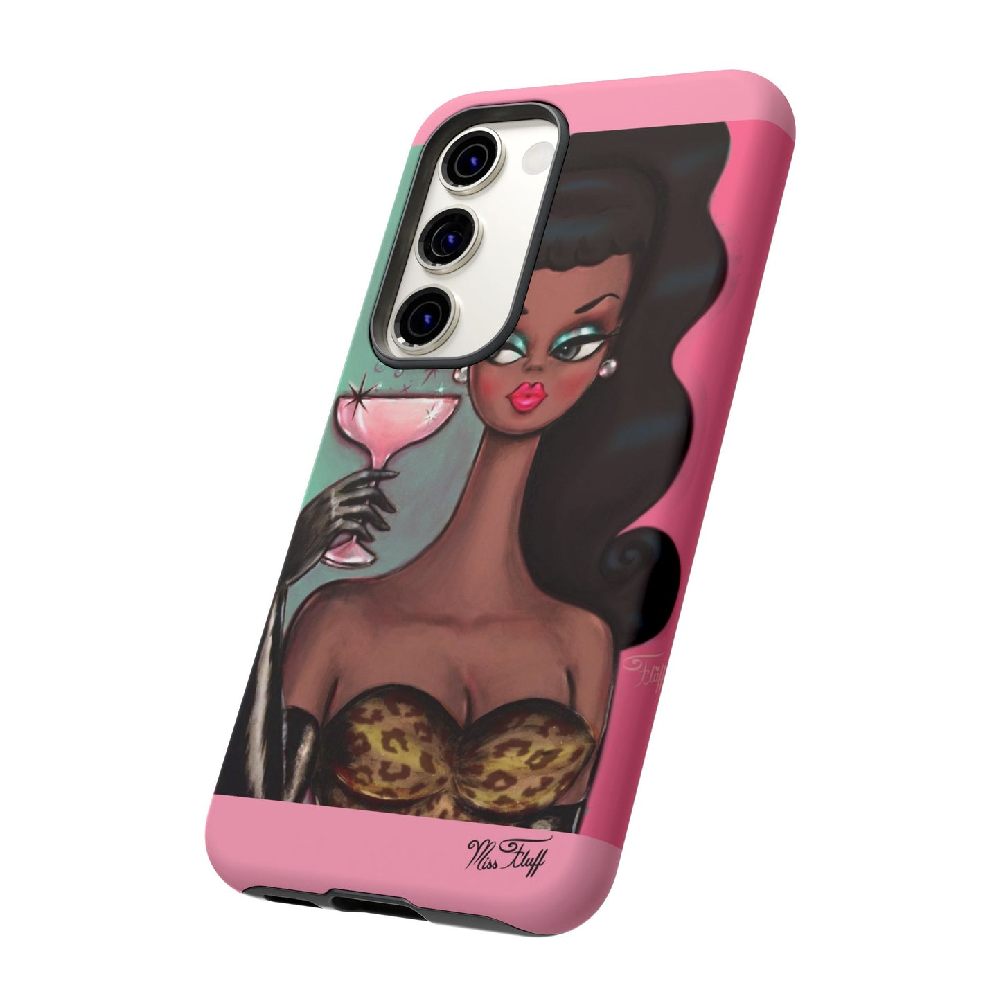 Brunette with Pink Champagne • Tough Phone Case