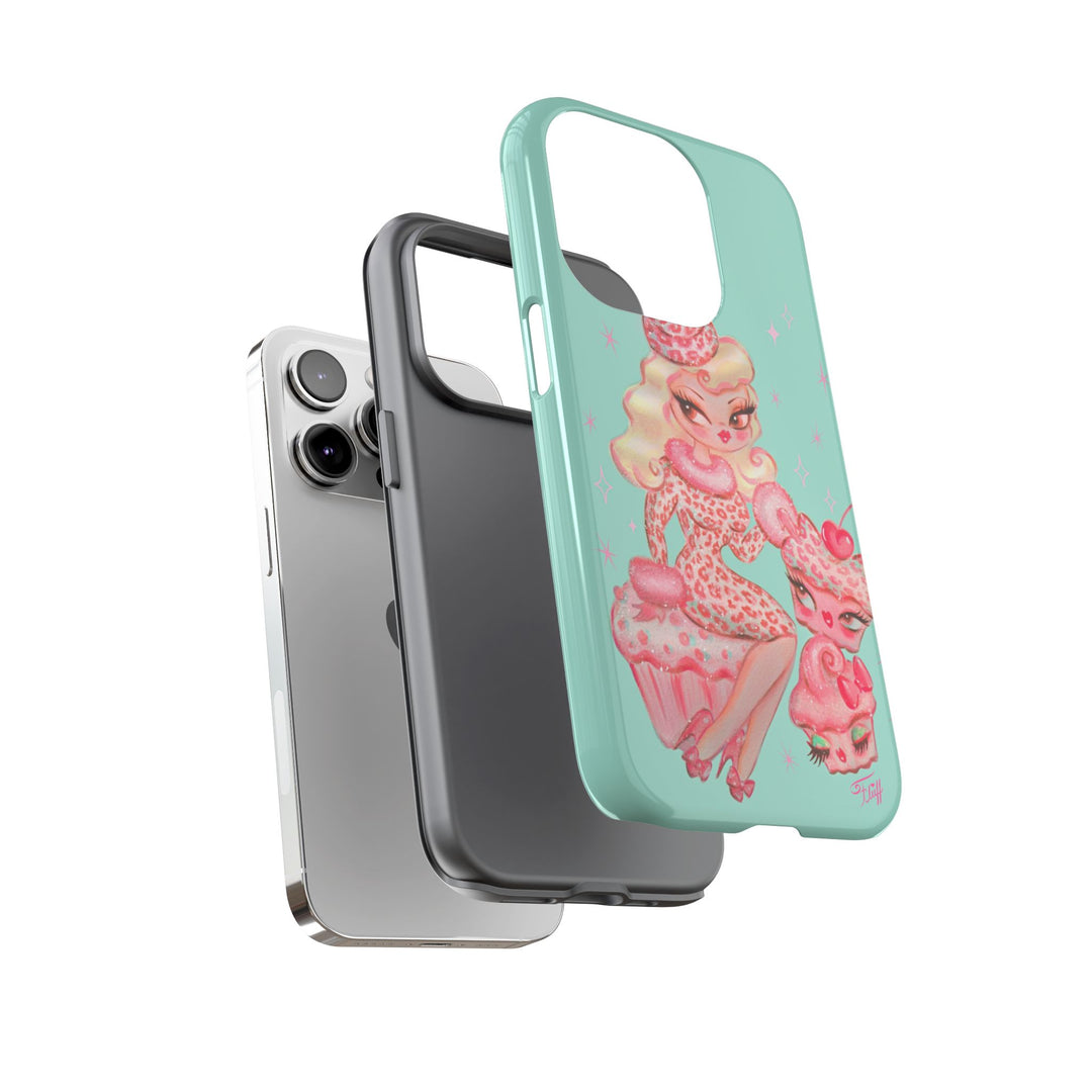 Leopard and Pink Cupcake Girl • Tough Phone Case