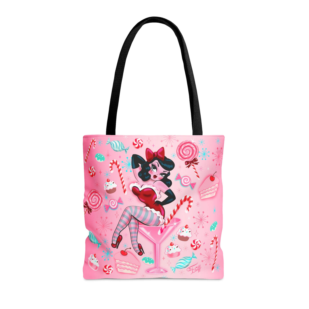 Candy Cane Martini Girl • Tote Bag