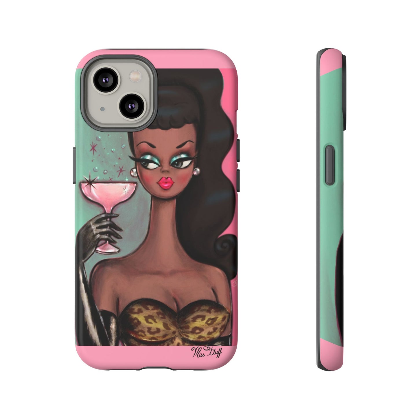 Brunette with Pink Champagne • Tough Phone Case