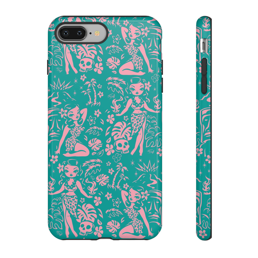 Tiki Temptress - Aqua and Pink • Tough Phone Case