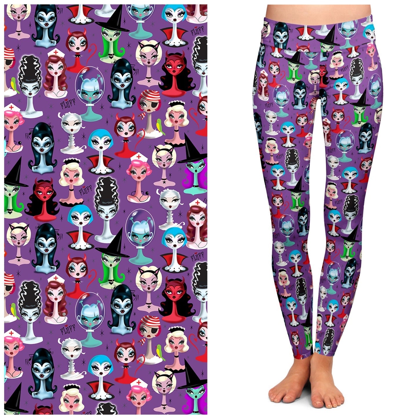 "Spooky Dolls" Leggings by Miss Fluff x Lipstick & Chrome-0