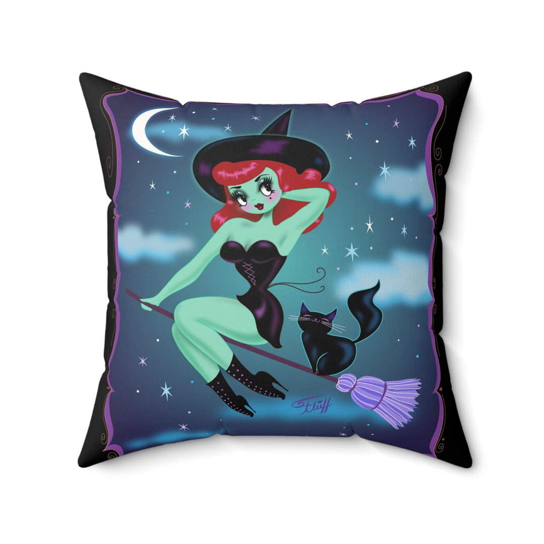 Cute Pinup Witch • Faux Suede Pillow