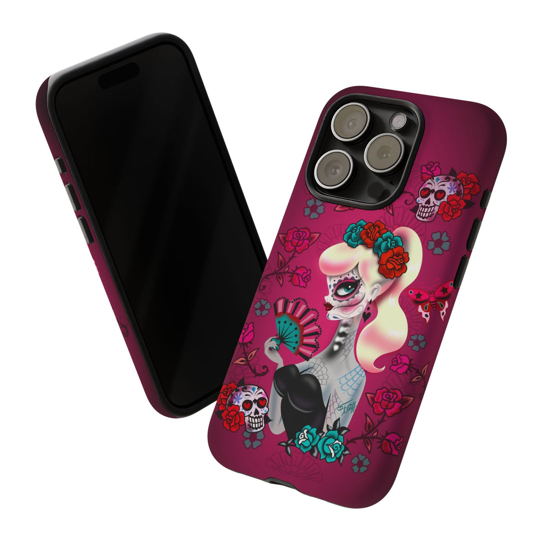 Blonde Sugar Skull Pinup Girl • Tough Phone Case