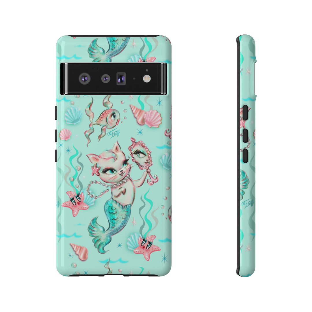 Merkitten with Pearls Aqua • Tough Phone Case