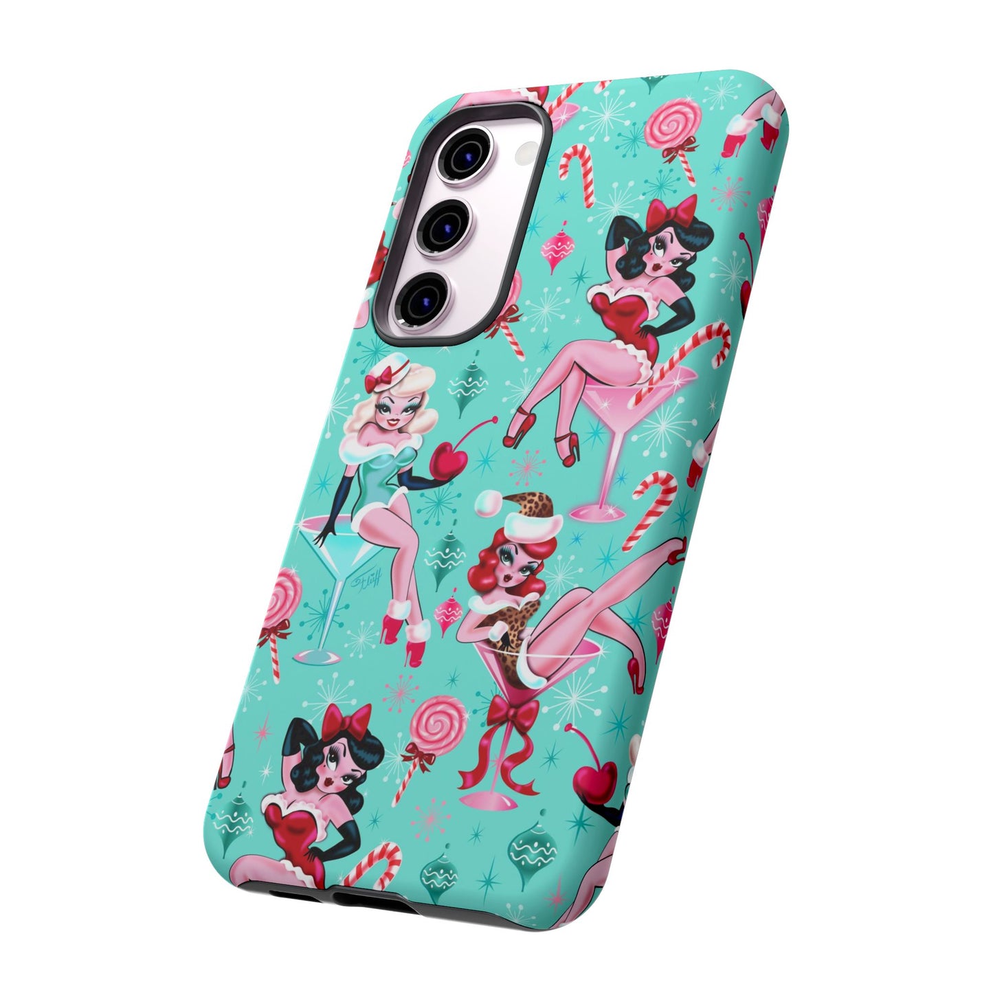 Christmas Candy Martini Pinup Girls • Tough Phone Case