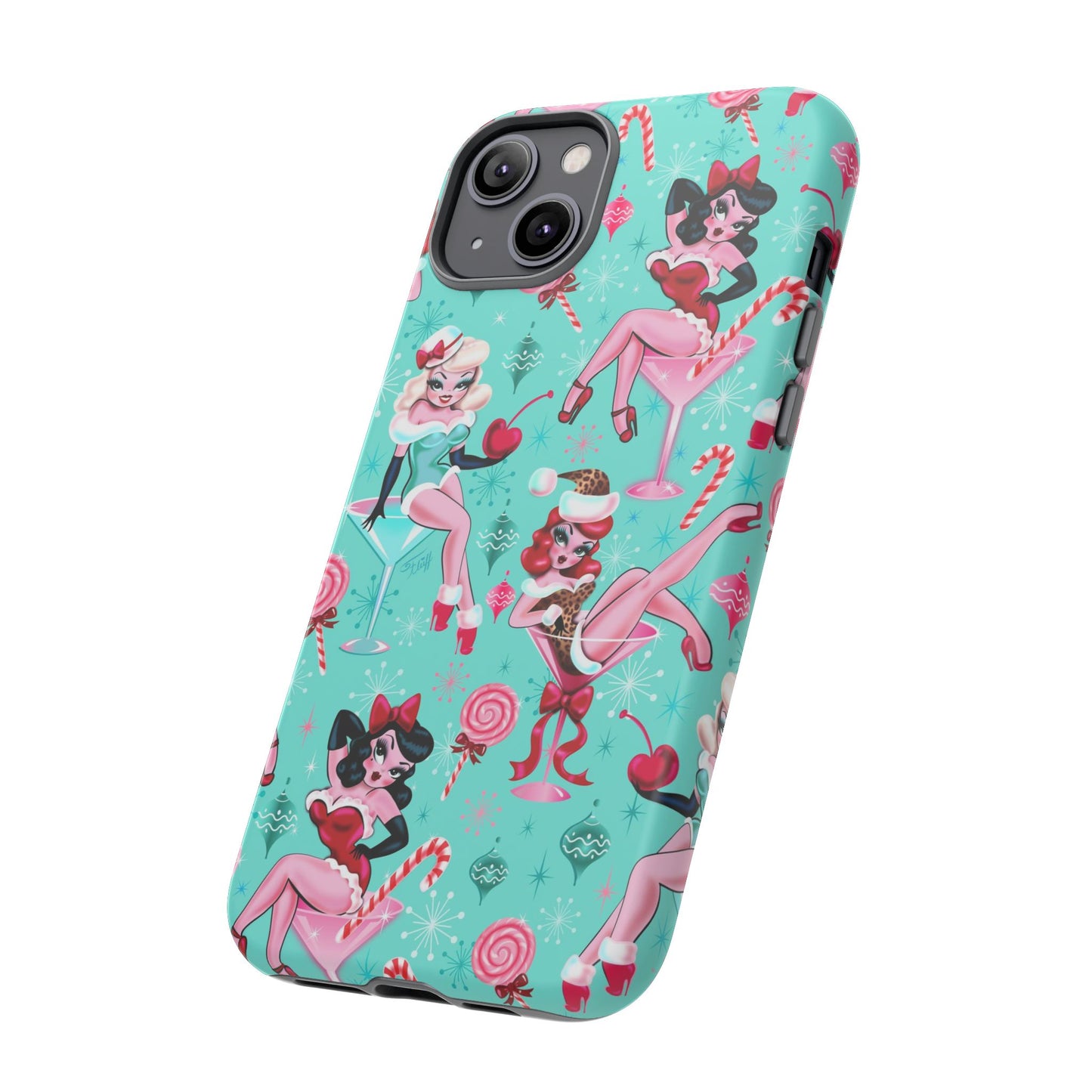 Christmas Candy Martini Pinup Girls • Tough Phone Case