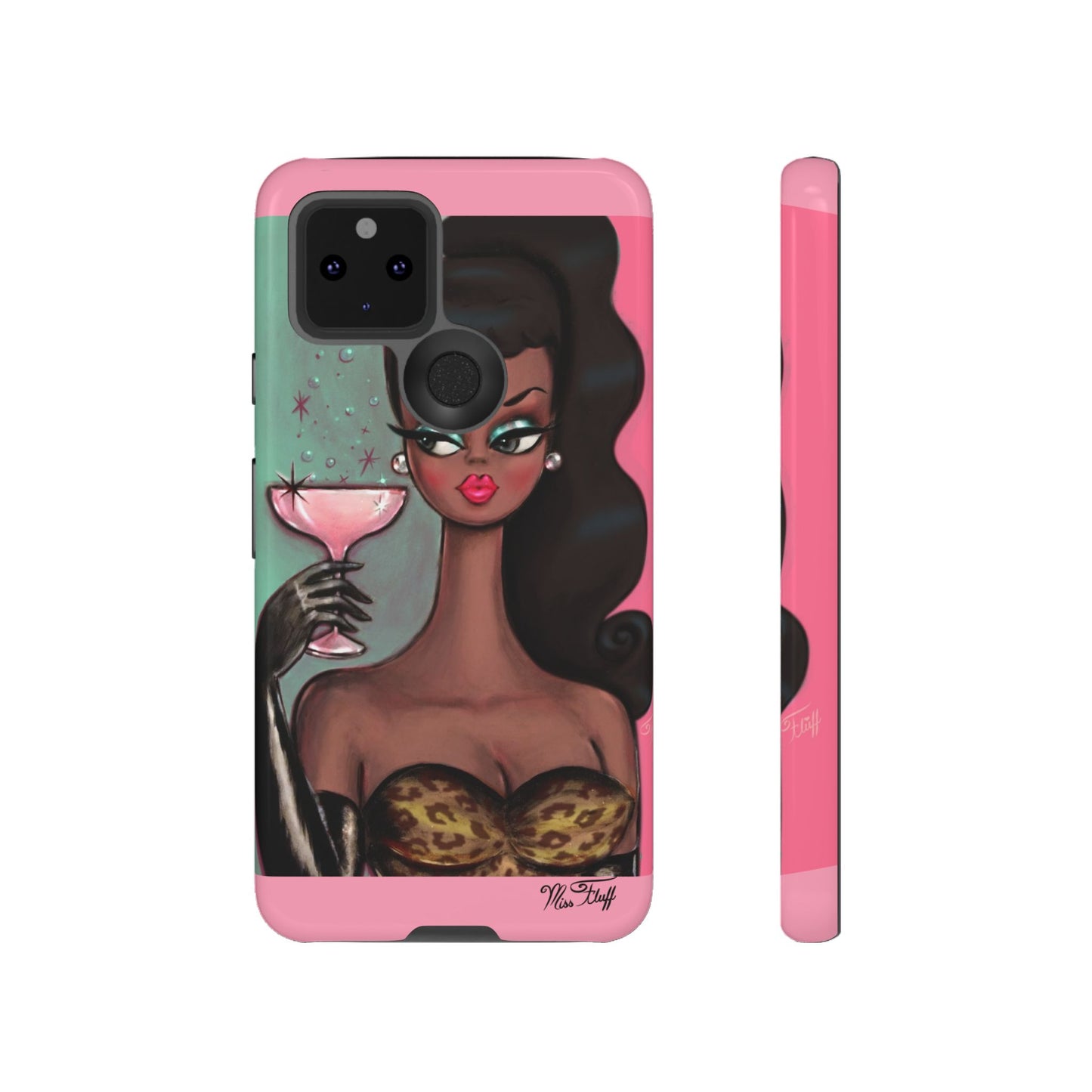 Brunette with Pink Champagne • Tough Phone Case