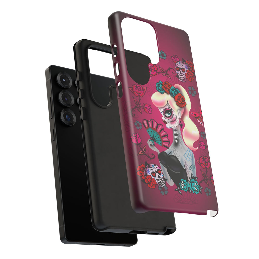 Blonde Sugar Skull Pinup Girl • Tough Phone Case