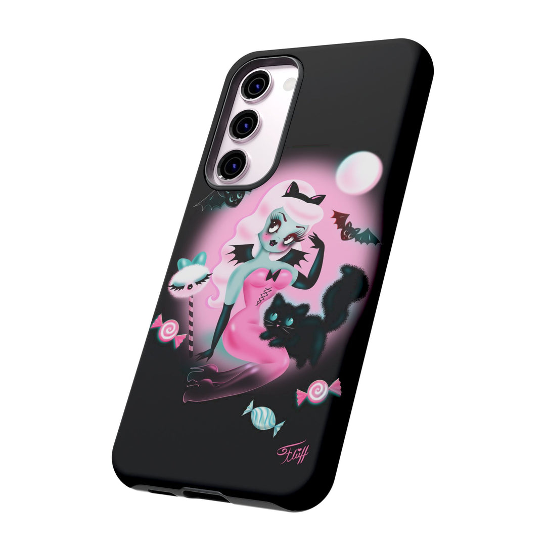 Pastel Candy Vampire with Kitty on Black • Tough Phone Case