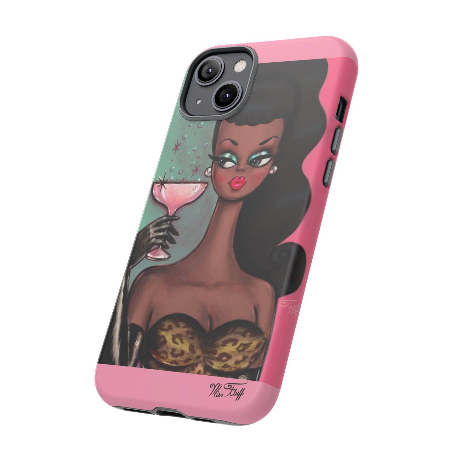 Brunette with Pink Champagne • Tough Phone Case