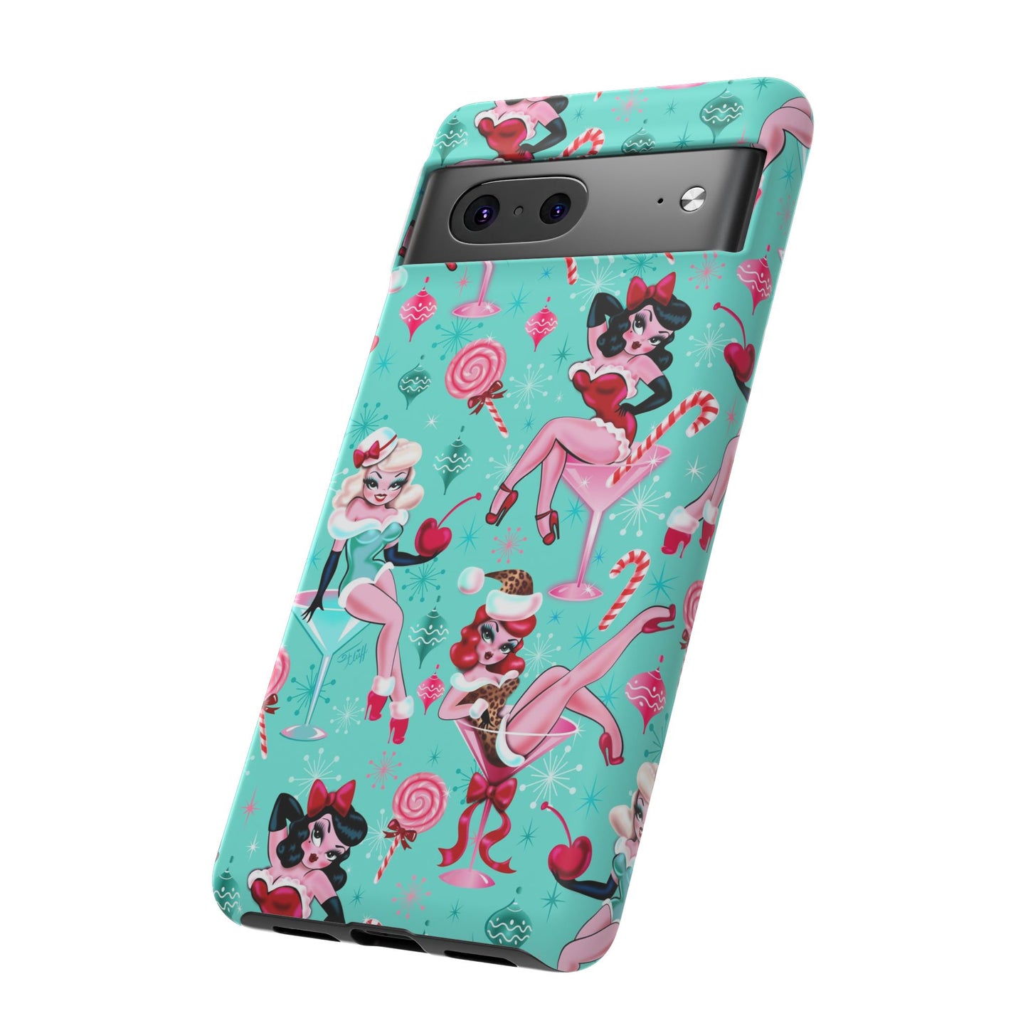 Christmas Candy Martini Pinup Girls • Tough Phone Case