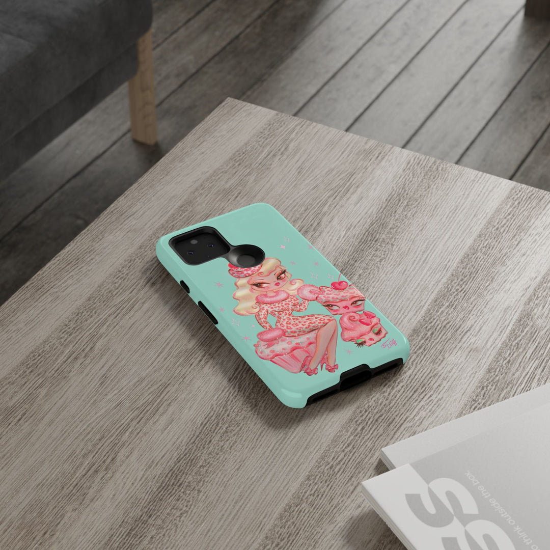 Leopard and Pink Cupcake Girl • Tough Phone Case