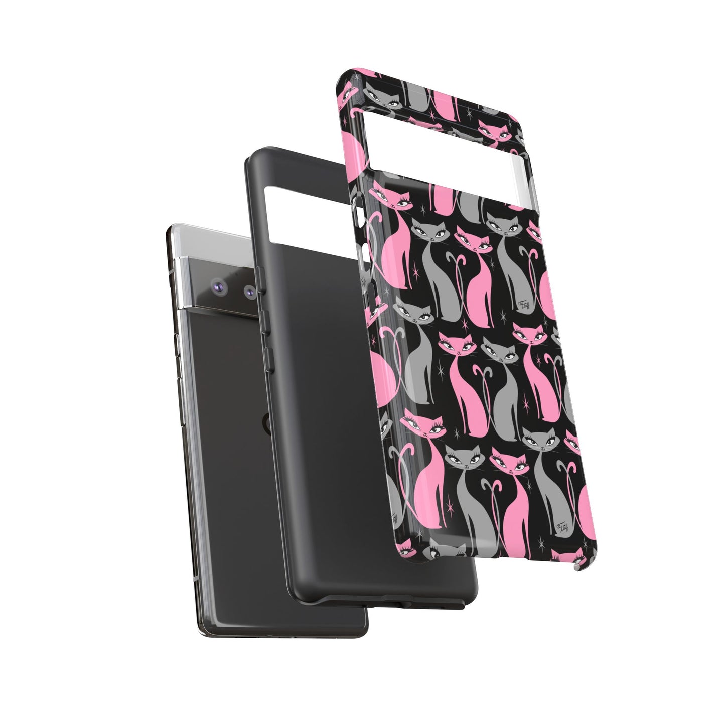 Mod Love Cats on Black • Tough Phone Case