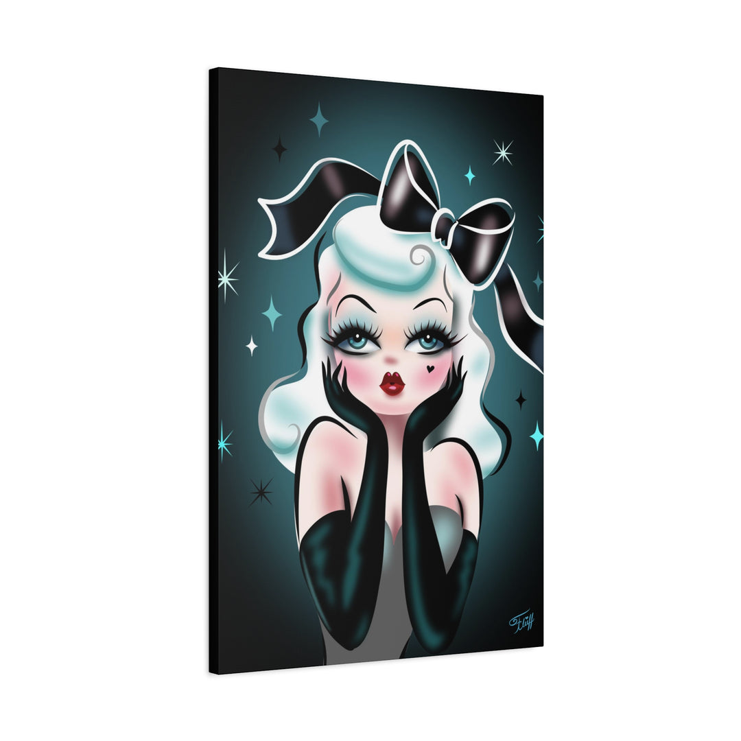 Glamour Doll with Black Bow • Canvas Gallery Wrap