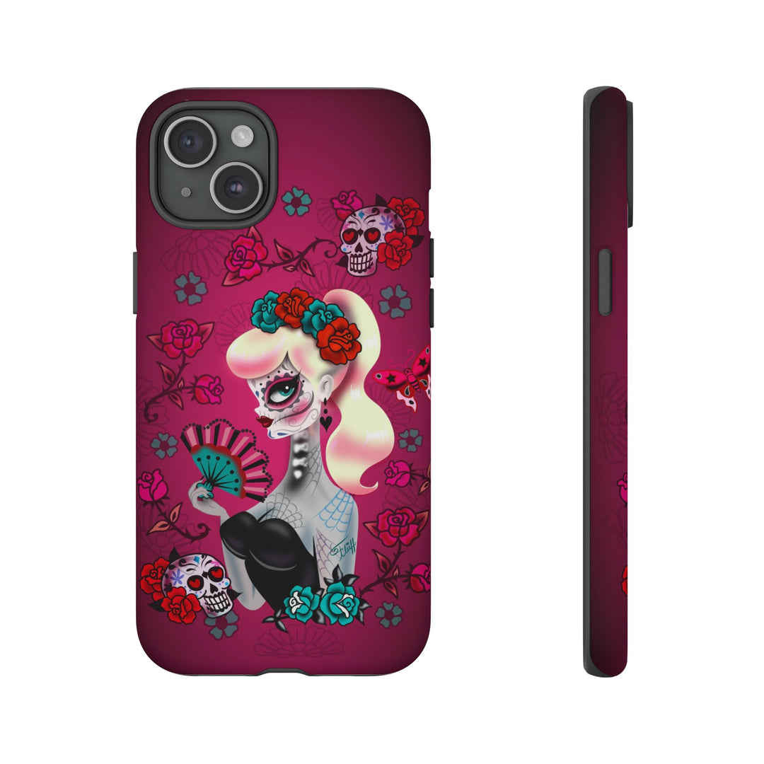 Blonde Sugar Skull Pinup Girl • Tough Phone Case