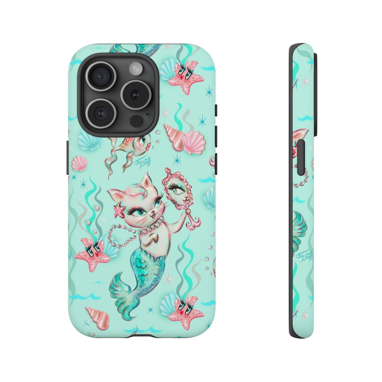 Merkitten with Pearls Aqua • Tough Phone Case