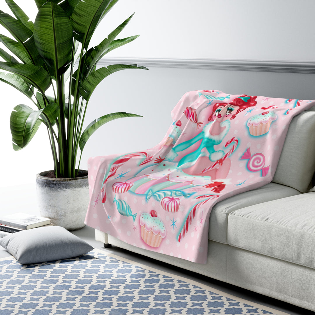 Redhead Holiday Cupcake Girl • Sherpa Fleece Blanket