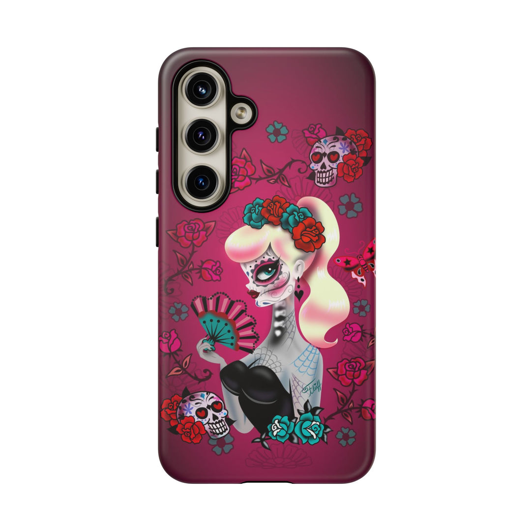 Blonde Sugar Skull Pinup Girl • Tough Phone Case