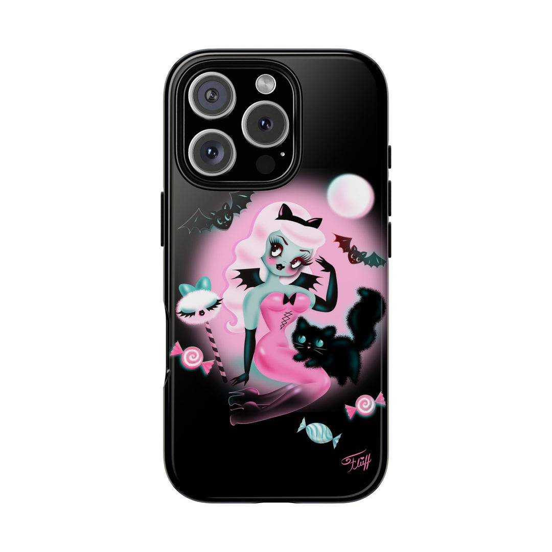 Pastel Candy Vampire with Kitty on Black • Tough Phone Case