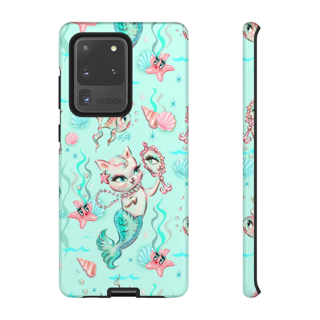 Merkitten with Pearls Aqua • Tough Phone Case