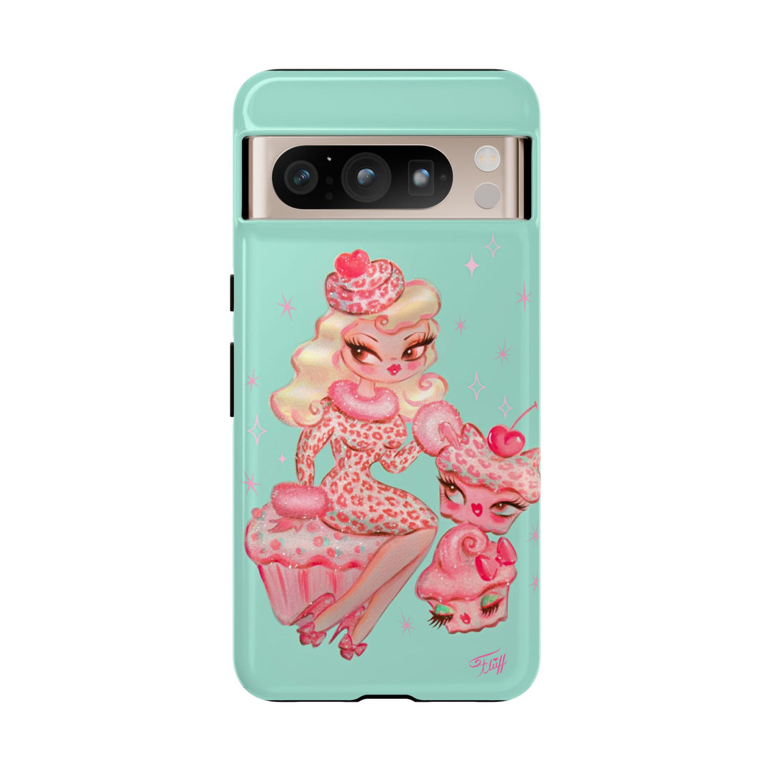 Leopard and Pink Cupcake Girl • Tough Phone Case