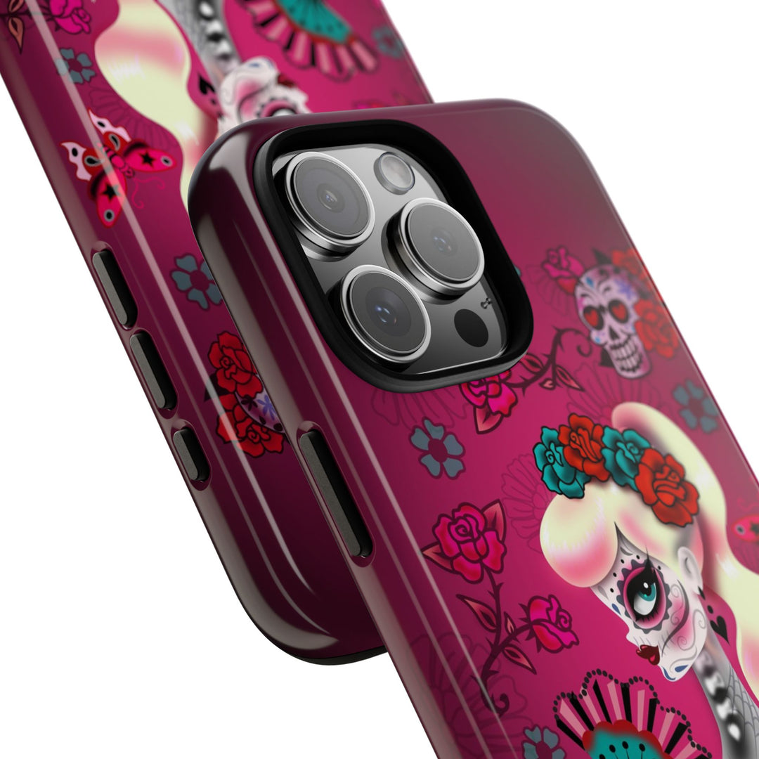 Blonde Sugar Skull Pinup Girl • Tough Phone Case