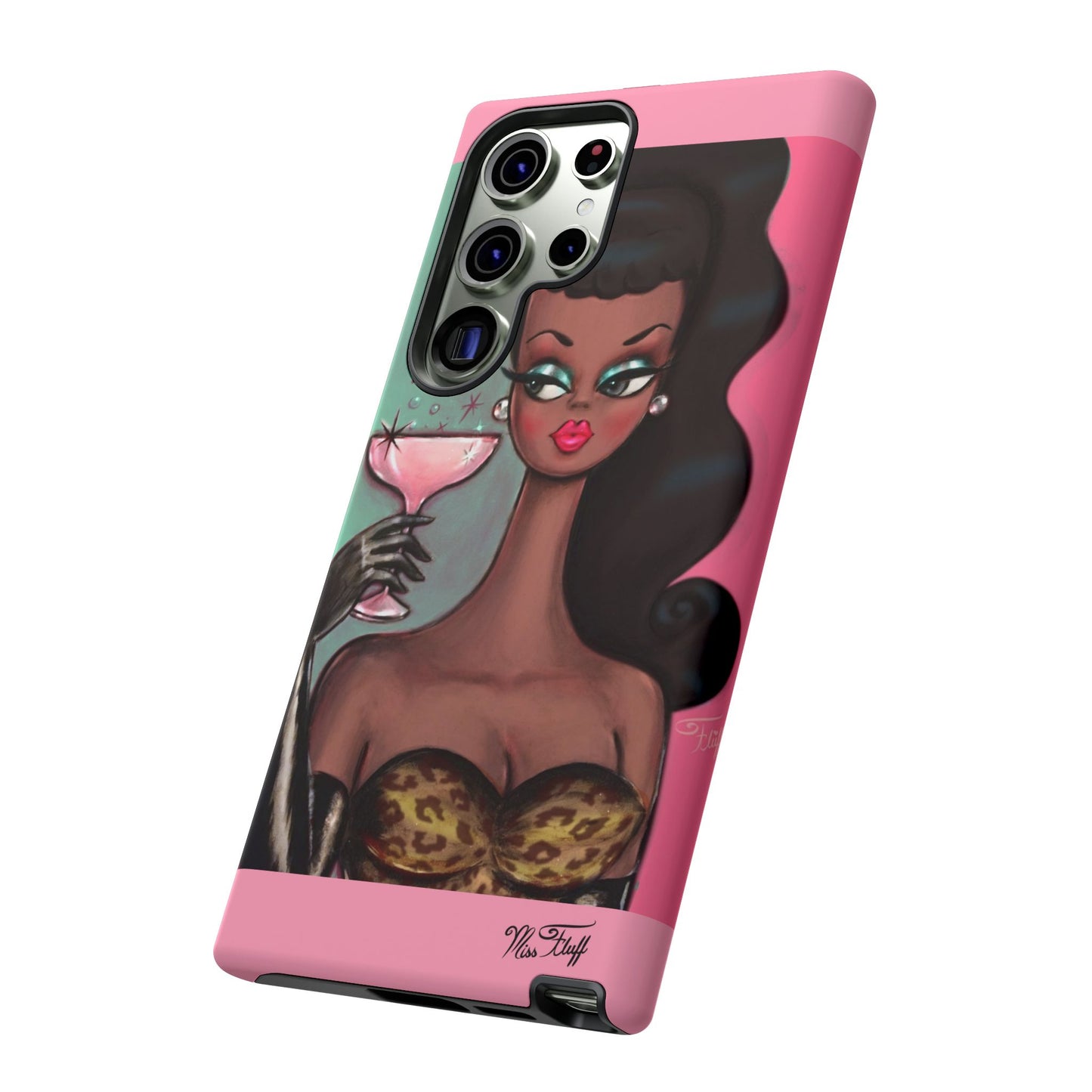 Brunette with Pink Champagne • Tough Phone Case