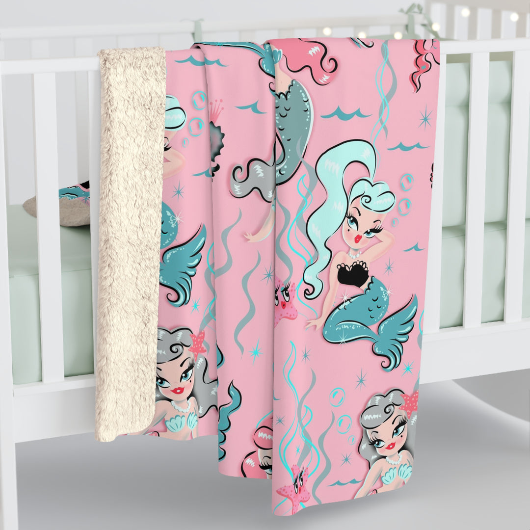 Babydoll Mermaids on Pink  • Sherpa Fleece Blanket