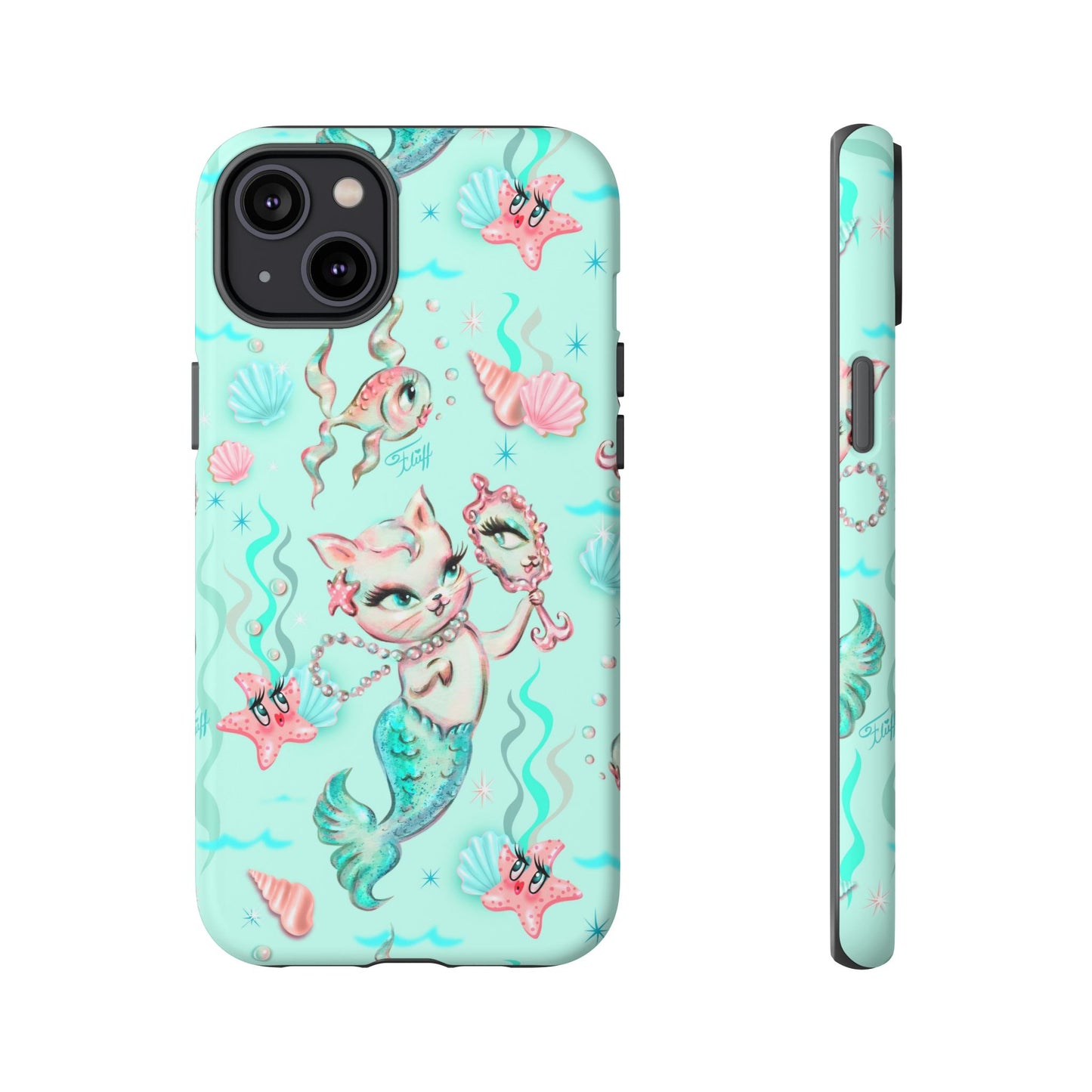 Merkitten with Pearls Aqua • Tough Phone Case