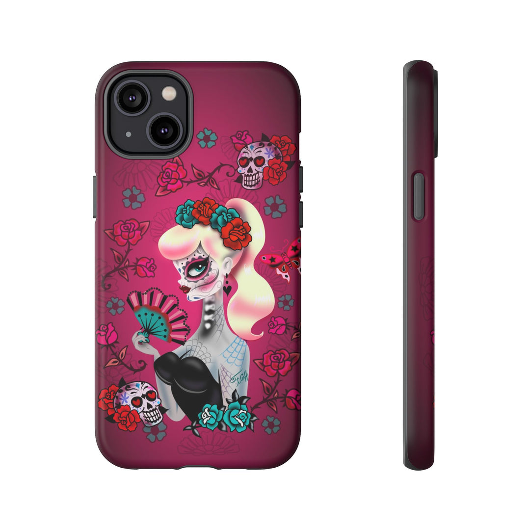Blonde Sugar Skull Pinup Girl • Tough Phone Case