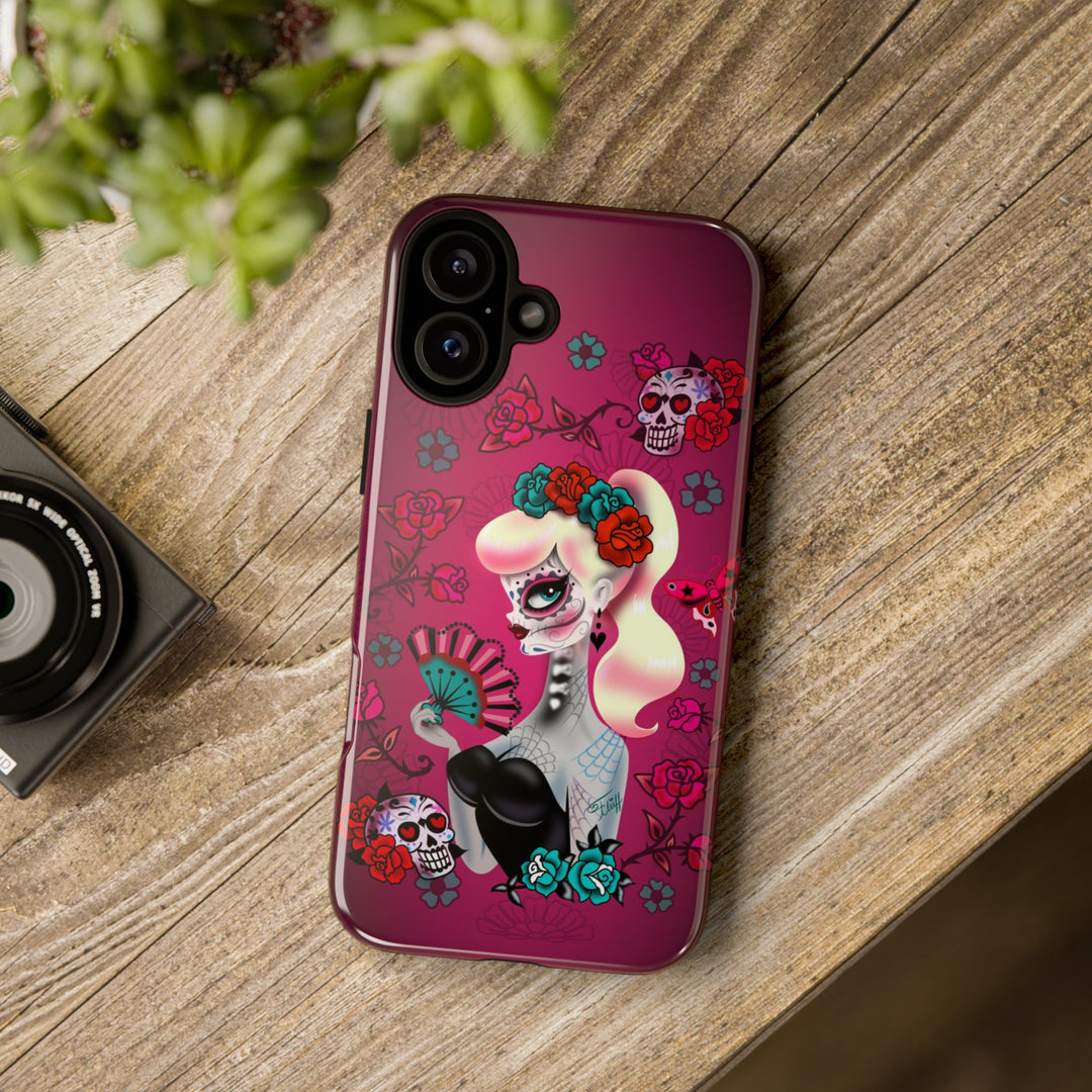 Blonde Sugar Skull Pinup Girl • Tough Phone Case