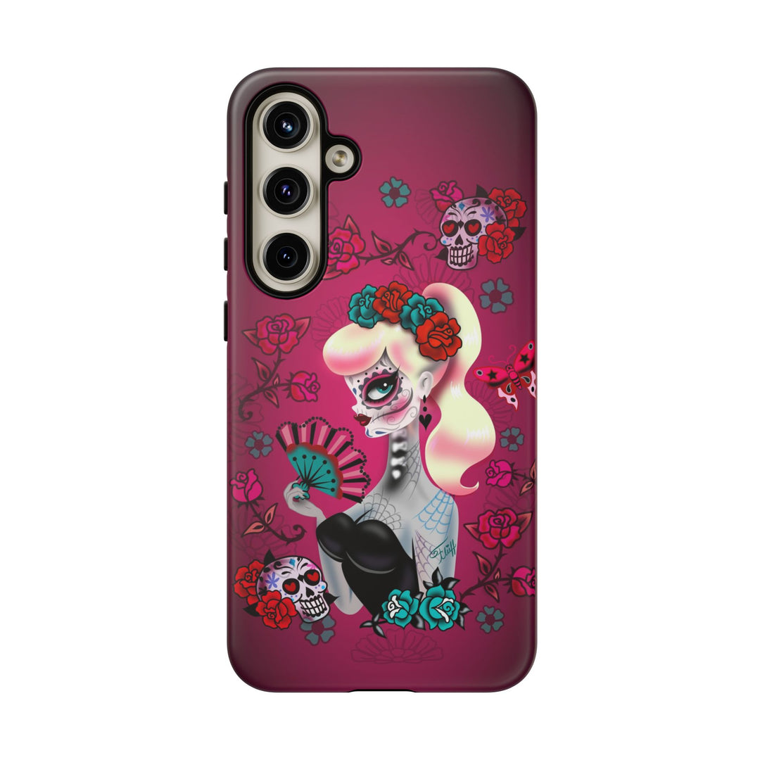 Blonde Sugar Skull Pinup Girl • Tough Phone Case