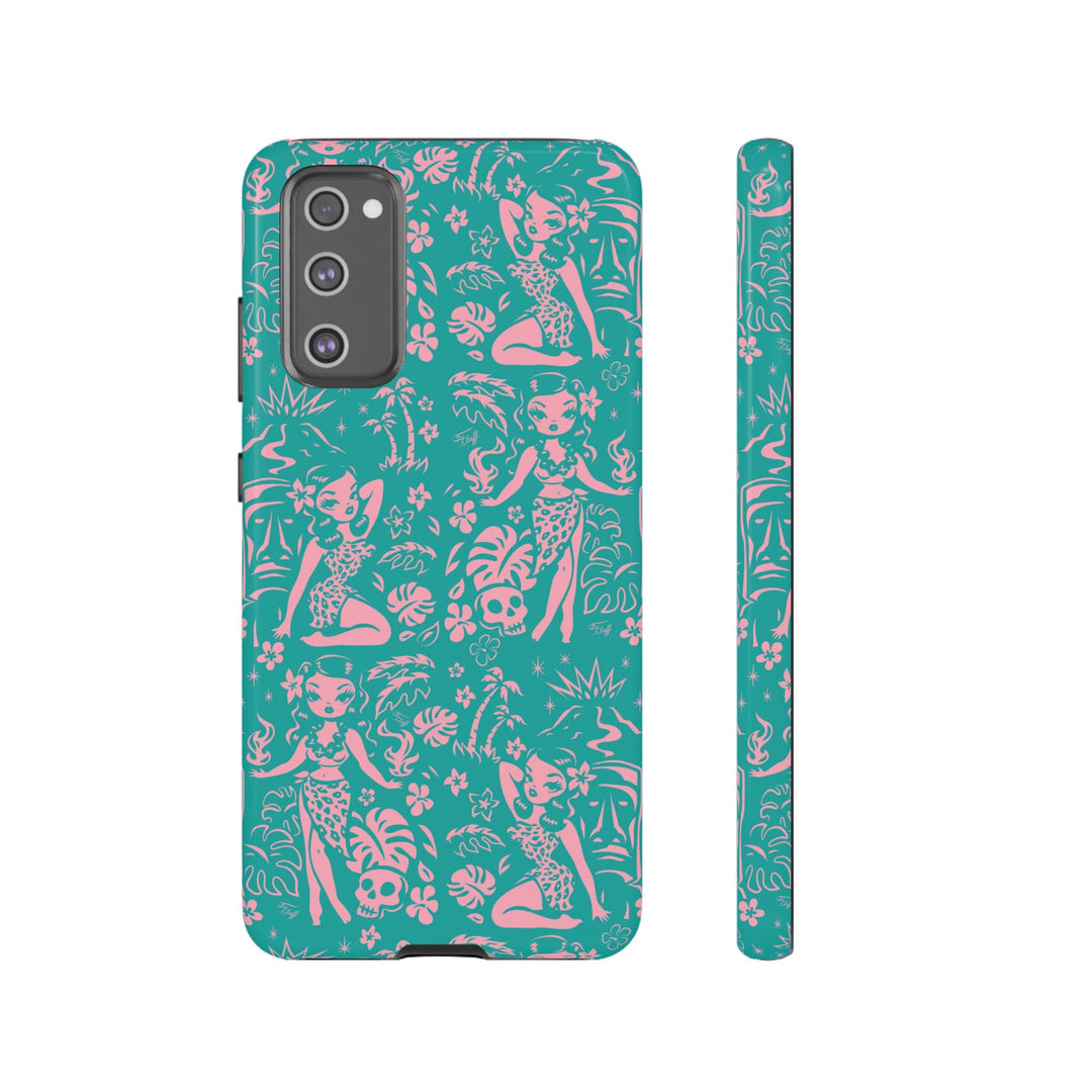 Tiki Temptress - Aqua and Pink • Tough Phone Case