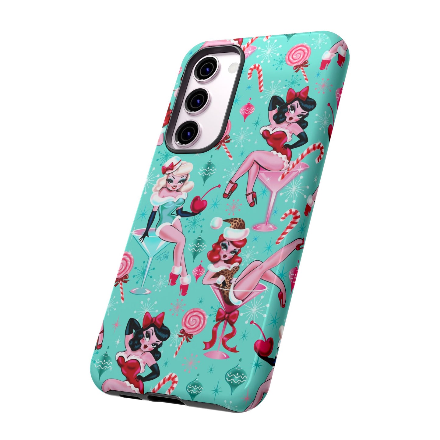 Christmas Candy Martini Pinup Girls • Tough Phone Case