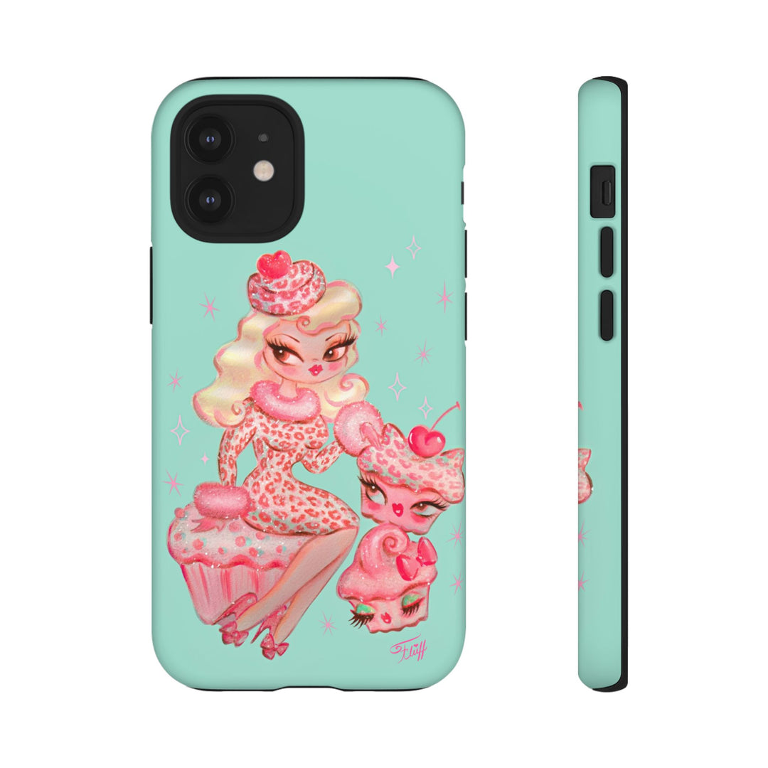 Leopard and Pink Cupcake Girl • Tough Phone Case