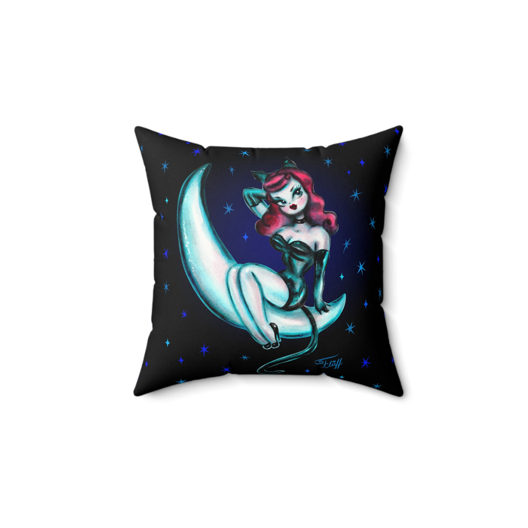 Kitten on the Moon • Faux Suede Pillow