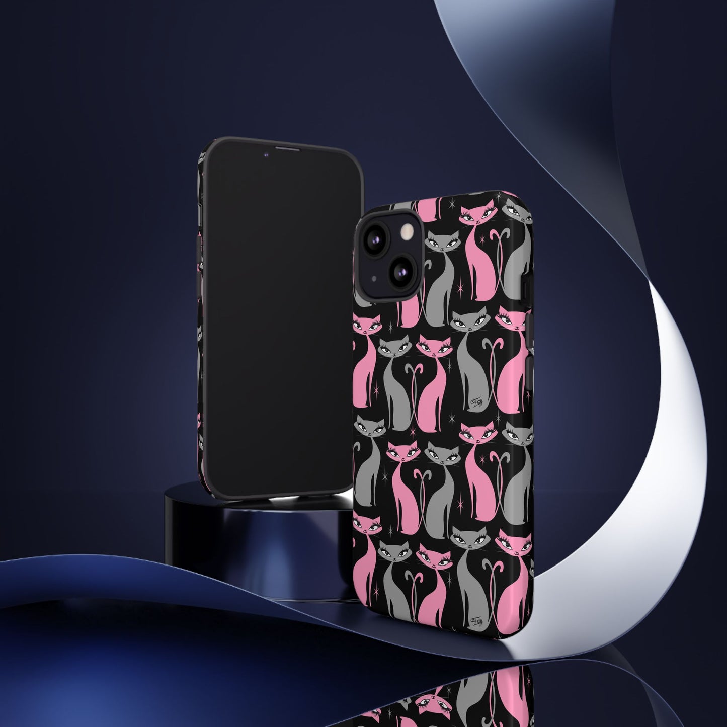 Mod Love Cats on Black • Tough Phone Case