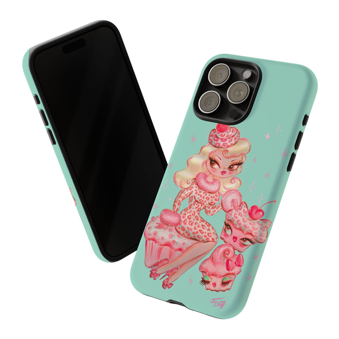 Leopard and Pink Cupcake Girl • Tough Phone Case