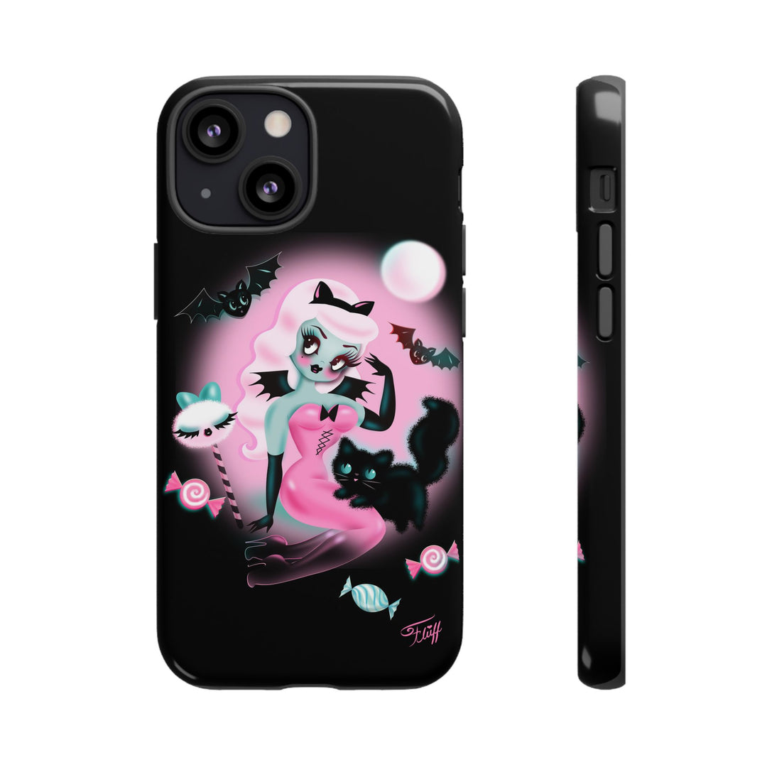 Pastel Candy Vampire with Kitty on Black • Tough Phone Case