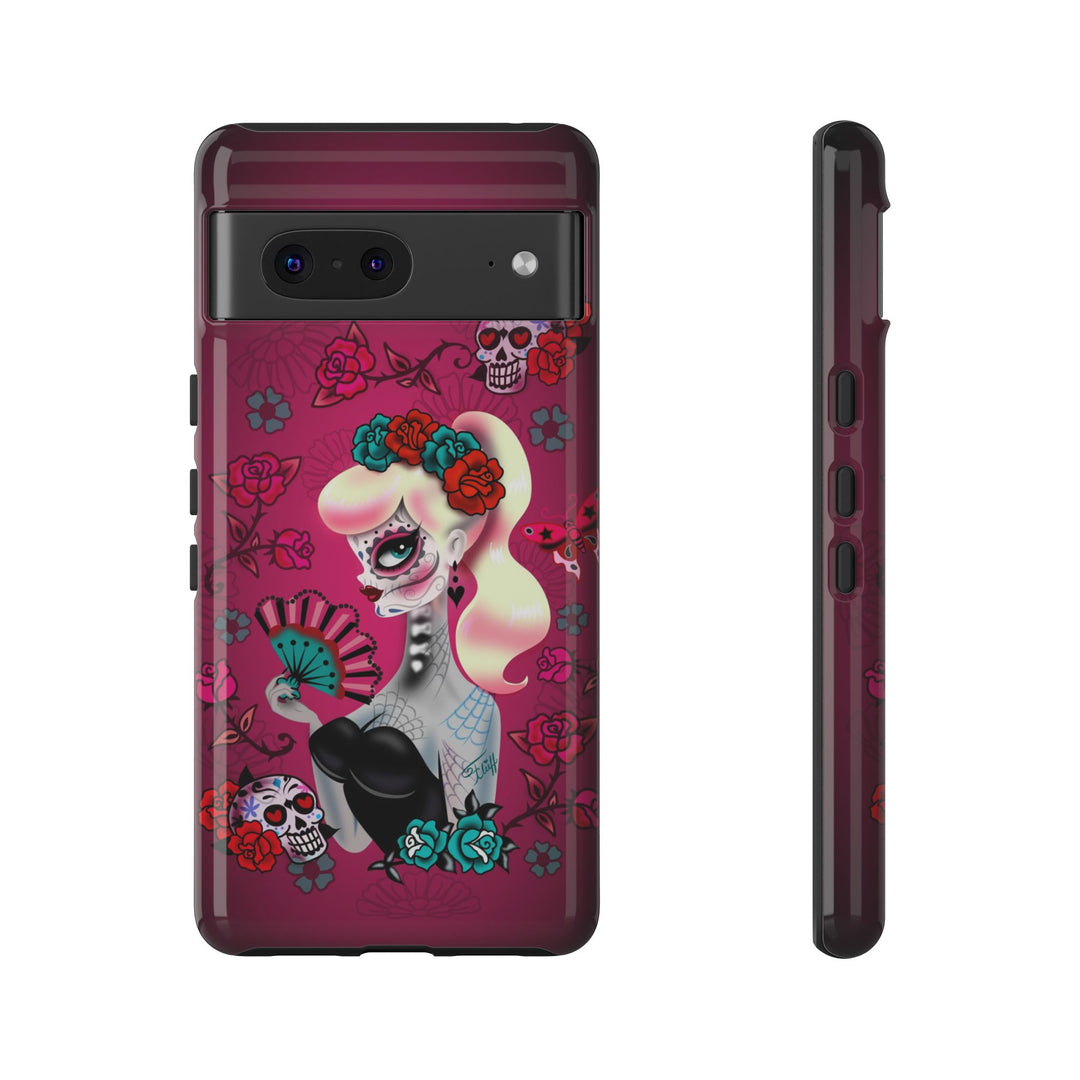 Blonde Sugar Skull Pinup Girl • Tough Phone Case